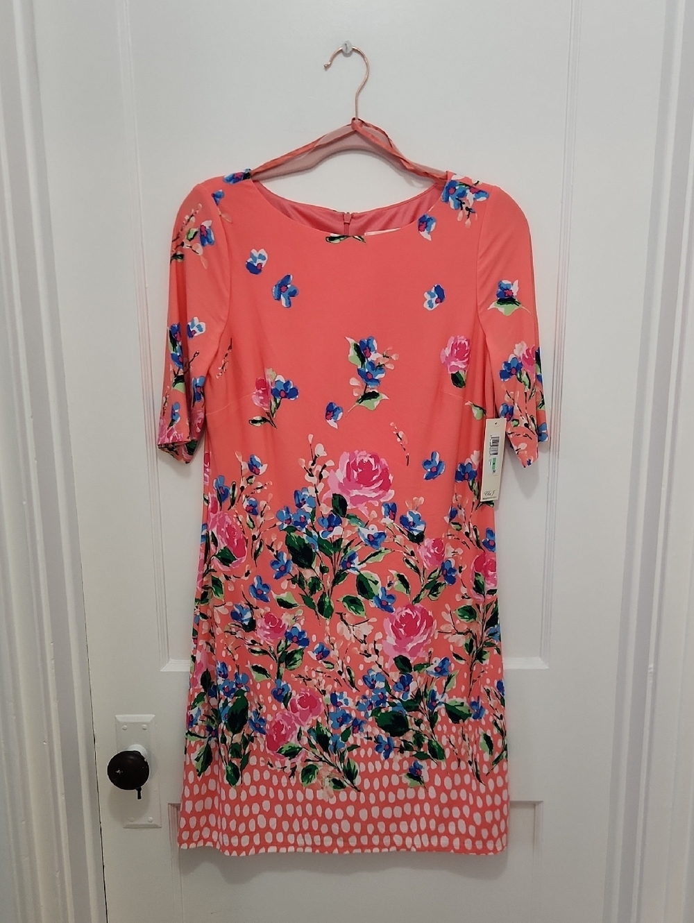 NWT Eliza J Floral Boatneck Shift Dress Size 8